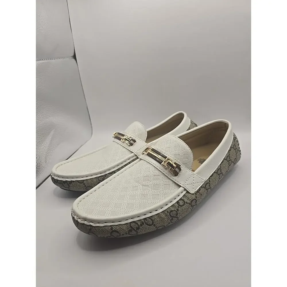 Royal Shoes Mens White-Beige Half Strap Loafers Size‎ US 11 EC